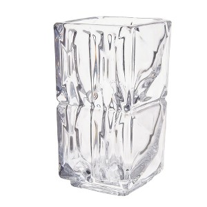 VECELO Clear Ribbed Glass Decorative Vase, Tabletop Centerpiece - 1 of 4
