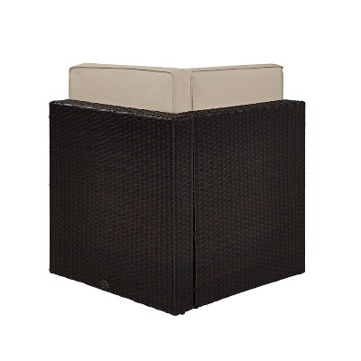 Palm Harbor Sand Wicker Corner Chair with Cushions