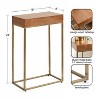 Kate and Laurel Karlsen Wood and Metal Slim Side Table, 16x8x24, Walnut Brown - 2 of 4