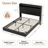 Whizmax Floating Bed Frame with RGB LED Lights & Charging Station, Upholstered Platform Bed Frame with 50”Tall Storage Headboard - 3 of 4