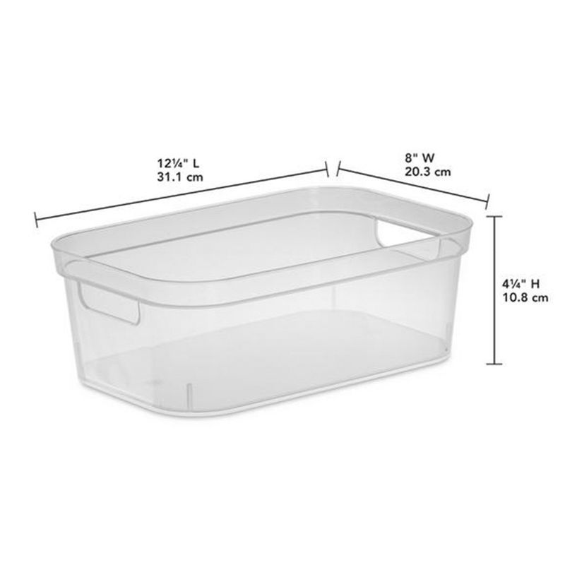 Sterilite 4.25 x 8 x 12.25 Inch Small Modern Storage Bin w/ Comfortable Carry Through Handles & Banded Rim for Household Organization, Clear, 3 of 7