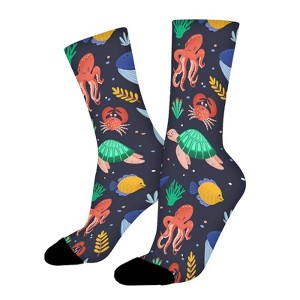 Ocean World Women Printed Crew Socks Funny Funky Socks Soft Polyester Novelty Gifts for Artists Men - 1 of 1