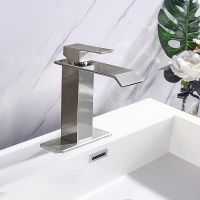 ALEXOUN  Waterfall Spout Bathroom Faucet,Single Handle Bathroom Vanity Sink Faucet