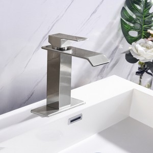 ALEXOUN  Waterfall Spout Bathroom Faucet,Single Handle Bathroom Vanity Sink Faucet - 1 of 4