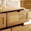WOWLIVE Wood Coffee Table with 4 Drawers for Living Room, Central Table with Rattan Design - 4 of 4