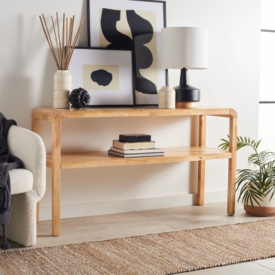 Omara Natural Solid Wood 53'' Modern 2-Tier Console Table