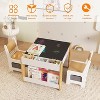 Kids Table and Chair Set, 4 In 1 Wooden Activity Table & 2 Chairs With Storage Drawer Detachable Tabletop for Toddlers Kids Drawing, Reading, Crafts - 4 of 4