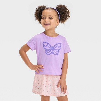 Toddler Girls' Butterfly Graphic T- Shirts - Cat & Jack™ Lilac Purple 4T