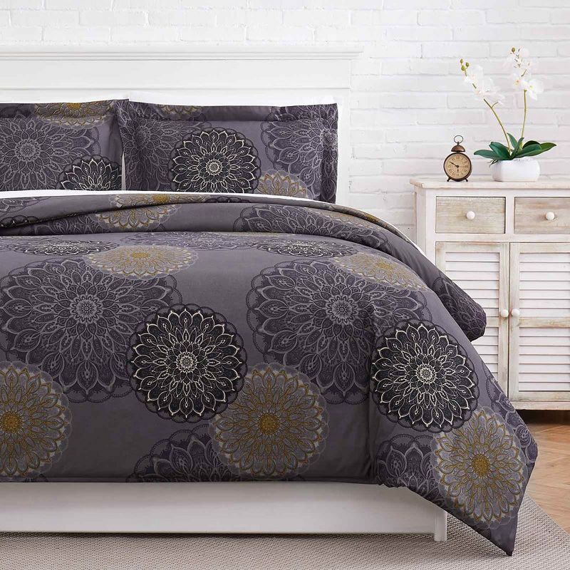 Southshore Fine Living Midnight Floral Oversized Down Alternative Comforter Set, 5 of 8