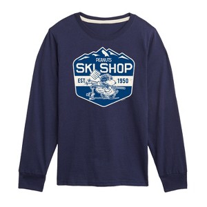 Boys' - Peanuts - Snoopy and Woodstock Ski Shop Long Sleeve Graphic T-Shirt - 1 of 4
