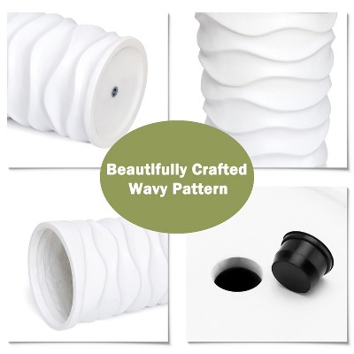 Set of 2 White Wavy MgO Indoor/Outdoor Planters