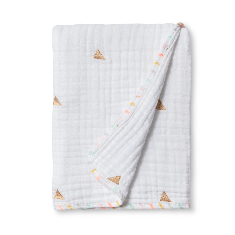 Muslin Quilt Blanket Metallic Gold Triangles - Cloud Island True White was $24.99 now $14.99 (40.0% off)