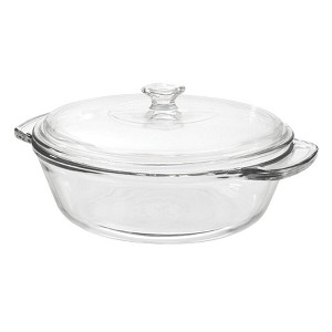 Anchor Hocking Round Glass Casserole Baking Dish with Cover, 2 Quart, Durable Glass Dish for Baking Roasting and Serving, Oven Safe, Easy to Clean - 1 of 4