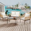 4-Piece Outdoor Patio Furniture Set, All-Weather PE Rattan Wicker Loveseat & Chairs with Glass Coffee Table & Steel Frame, Boho Conversation Set - 4 of 4