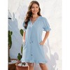 Coolmee Womens Summer Mini Dress Casual Short Puff Sleeve A Line Bow Tie Front Babydoll Loose Cute Short Dress with Pockets - 4 of 4