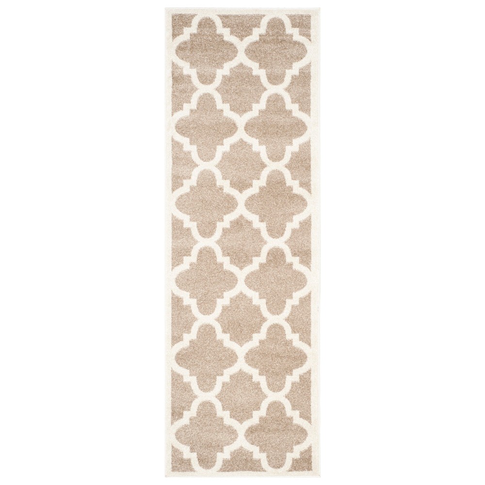 2'X7' Amherst Geometric Outdoor Runner Rug Wheat/Beige - Safavieh
