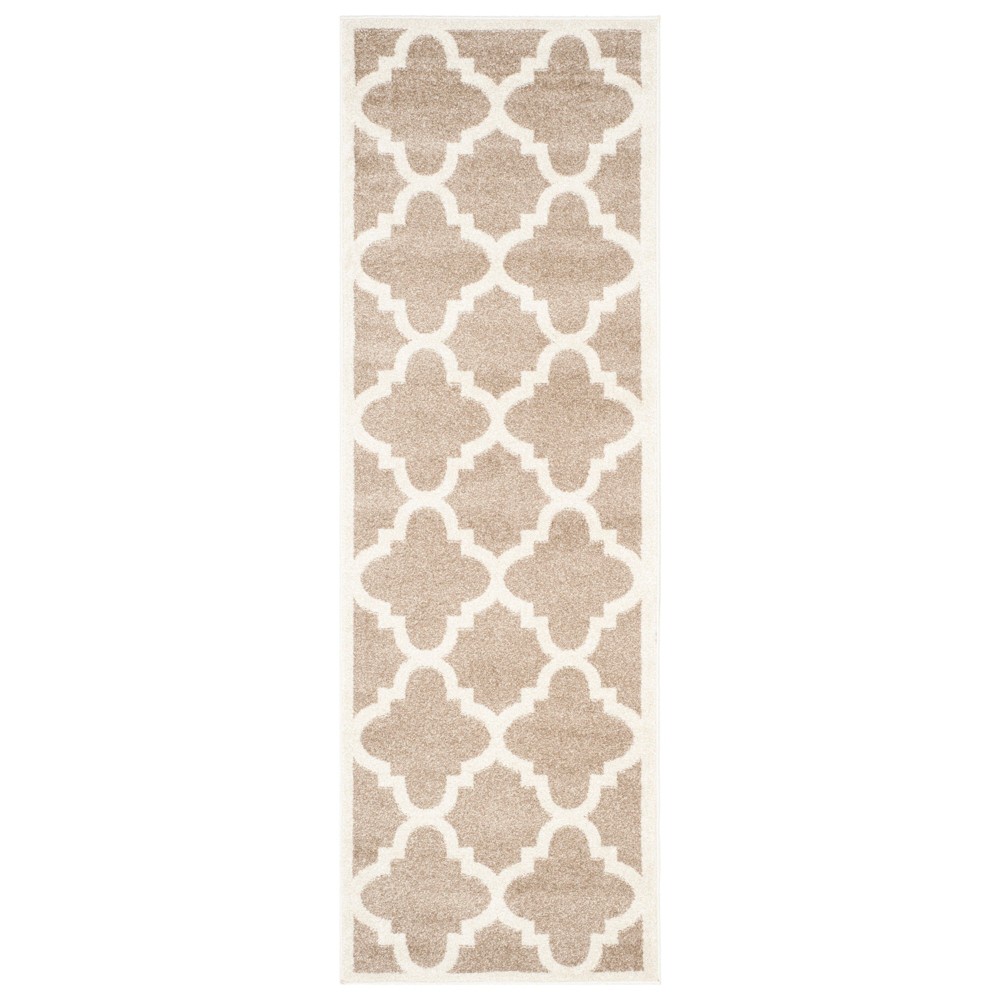 2'X7' Amherst Geometric Outdoor Runner Rug Wheat/Beige - Safavieh