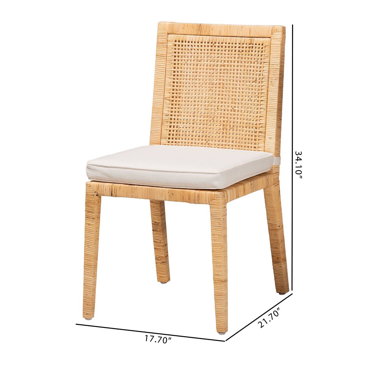 Sofia Wood and Rattan Dining Chair Set Natural/White - bali & pari: Handcrafted, Foam Cushion, No Assembly Required - thumbnail 10