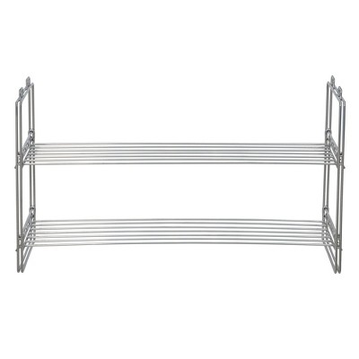 Chrome Stackable Two-Tier Shoe Rack with Flat Shelves