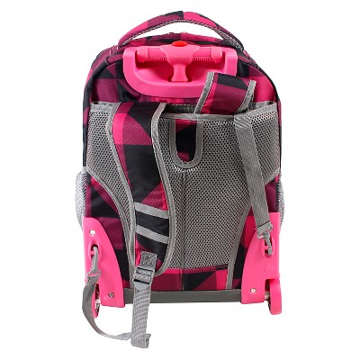 'J World 18'' Sunrise Rolling Backpack - Pink/Black, Girl's, Size: Small, Pink/ Black'