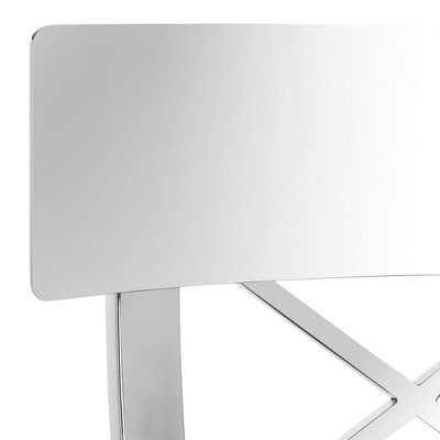 Zoey 35" White Leather Stainless Steel Cross Back Counter Stool