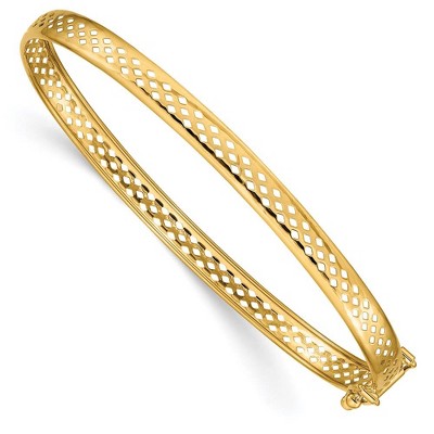 Black Bow Jewelry 4.75mm 14k Yellow Gold Cutout Open Back Hinged Bangle Bracelet
