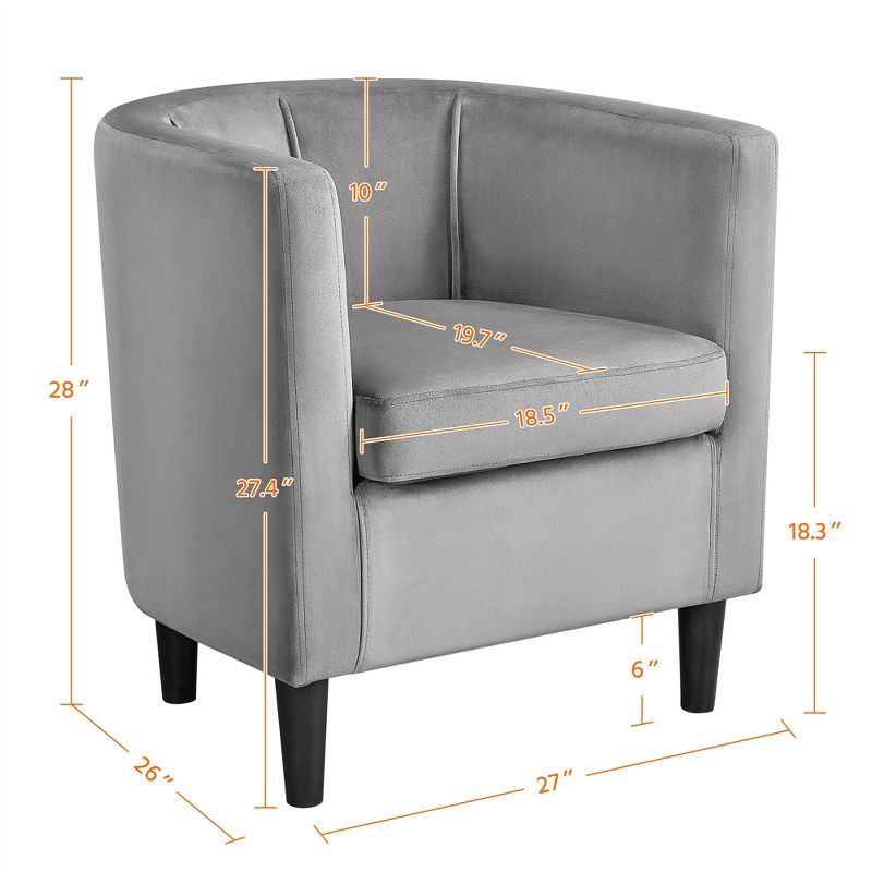 Yaheetech Upholstered Barrel Chair Accent Arm Chair, 3 of 12
