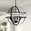 DORESshop 4-Light Matte Black Pendant Chandelier with Crystal Iron Frame for Dining Rooms Foyers - 2 of 4