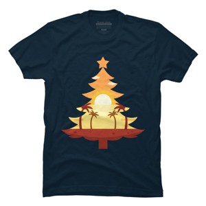 Men's Design By Humans Christmas in July Tree Sunset By destiny29 T-Shirt - 1 of 4
