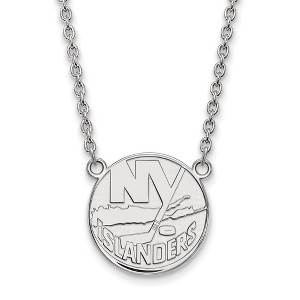 Black Bow Jewelry 10k White Gold New York Islanders NHL Necklace 18 Inch - 1 of 4