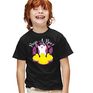 Peep A Boo Ghost Halloween Kids T-Shirt For Youth Black - 1 of 4
