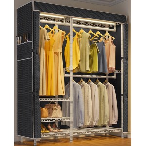 VIPEK V2L Covered Garment Rack with Dimmable LED Lights, 3000K Warm White, Freestanding Clothing Rack Wardrobe Organizer - 1 of 4