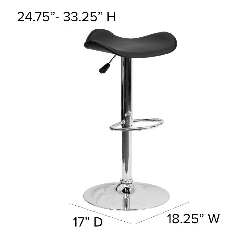 Flash Furniture Contemporary Vinyl Adjustable Height Barstool with Wavy Seat and Chrome Base, 4 of 11