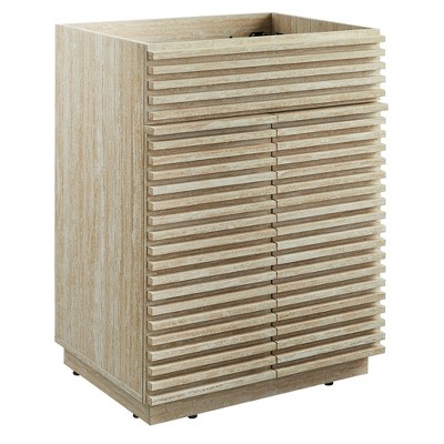 Modway Render 24" Faux Travertine Bathroom Vanity – Mid-Century Cabinet Base with Stone-Look Finish (Sink Not Included)