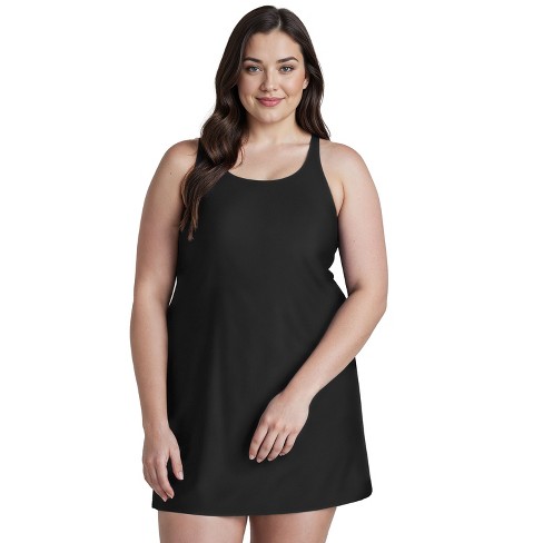 Calypsa Women s Lexi Tankini Upf 50 Swim Tunic Black 1x Target