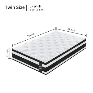 Yinvani 12" Memory Foam Individual Pocket Spring Hybrid Mattress with Breathable Cool Cover - 1 of 4