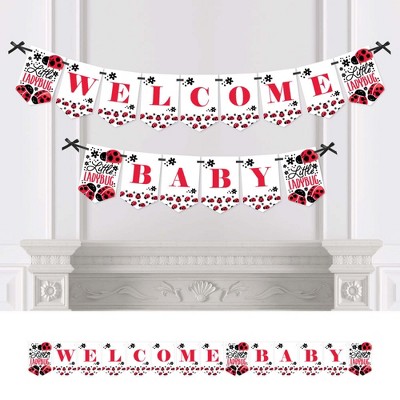 Big Dot of Happiness Modern Ladybug - Baby Shower Bunting Banner - Ladybug Party Decorations - Welcome Baby