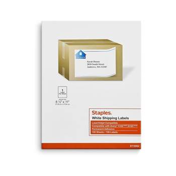 Staples Laser/Inkjet Shipping Labels 8 1/2" x 11" White 1 Label/Sheet 518346