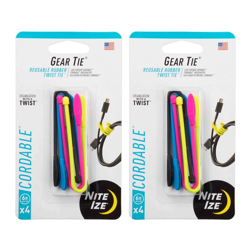 Nite Ize Gear Tie Cordable Twist Tie - Assorted Colors - 6 Inch - 8 Count (2 Pack), 1 of 8