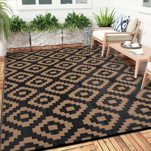 Outdoor Rug Waterproof Plastic Straw Rug Reversible Washable Rug Indoor Outdoor for Patios Porch Balcony Backyard Picnic - 1 of 4