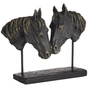 Kensington Hill Double Horse Bust 14 1/2" Wide Rough Bronze Statue - 1 of 4