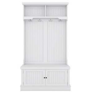 Hall Tree Entryway Organizer with Shoe Storage Bench and Coat Rack - Furniture for Foyer, Mudroom, Hallway, Living Room - 1 of 4
