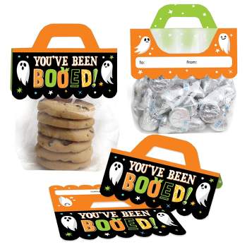 Big Dot of Happiness You've Been Booed - DIY Ghost Halloween Party Clear Goodie Favor Bag Labels - Candy Bags with Toppers - Set of 24