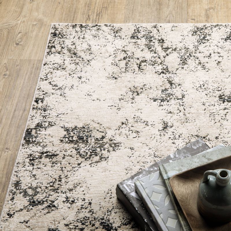 Nirvan Distressed Abstract Indoor Area Rug Ivory/Gray - Captiv8e Designs, 5 of 11