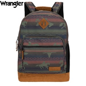 Wrangler Yellowstone 18.5" Backpack for Womens Mens Kids, Classic Logo Water Resistant Casual Daypack for Travel with Padded Laptop Notebook Sleeve - 1 of 4