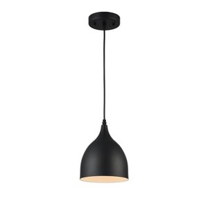 Chloe Lighting Walter Industrial-Style 1 Light Matt Black Ceiling Pendant 7" Wide - 1 of 2