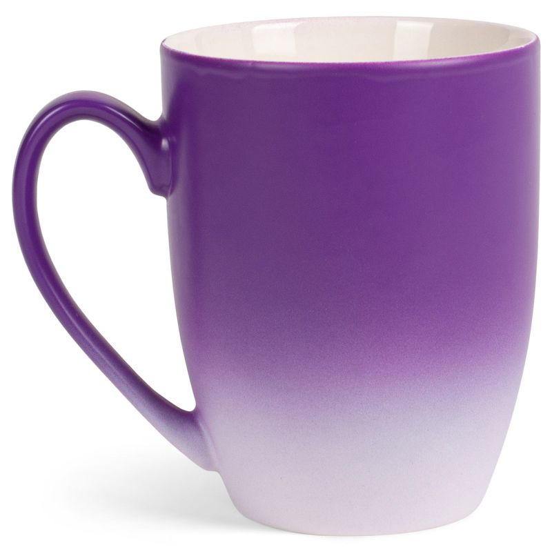 Elanze Designs Snowflake Bold Line Two Toned Ombre Matte Purple and White 12 ounce Ceramic Stoneware Coffee Cup Mug, 2 of 6