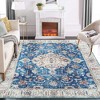 Area Rug Washable Rug Bohemian Vintage Rug Vintage Floor Cover Traditional Rug, 8' x 10' Blue - 3 of 4