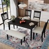 Farmhouse Dining Room Set for 6, 6 Pieces Wooden Rectangular Table and 4 Chairs with Bench for kitchen - 3 of 4