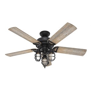 Hunter Fans 52" Starklake Lighted Ceiling Fan Natural Iron Finish - Rustic Industrial Style with Integrated LED and Pull Chain Control - 1 of 4